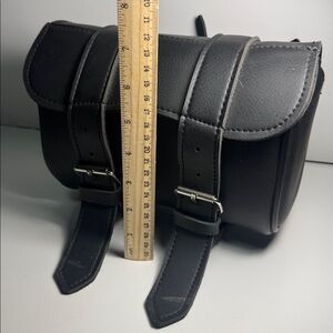 Black Leather Motorcycle Saddle Bag - Classic Buckle Design Hot Leathers brand